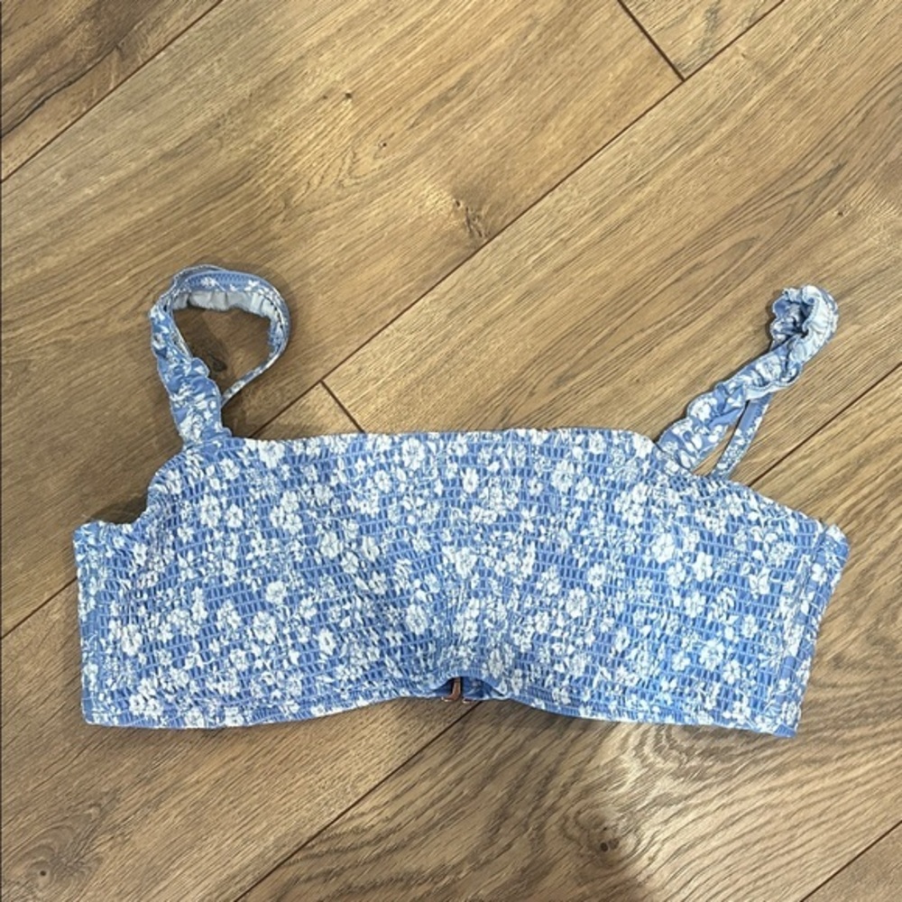 Hollister Blue and White Swim Top XL